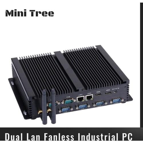 Fanless Embedded Industrial Micro Computer i7 4500U Windows 10 Core i5 4200U Mini PC 8*USB 2Lan 6COM 2*4k HDMI Rugged Desktop