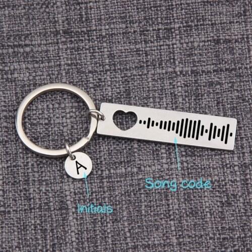 Custom Music Spotify Code Initials Keychain Hollow Love Bag Charm Creative Couple Keyrings Lovers Souvenir Valentines Day Gift
