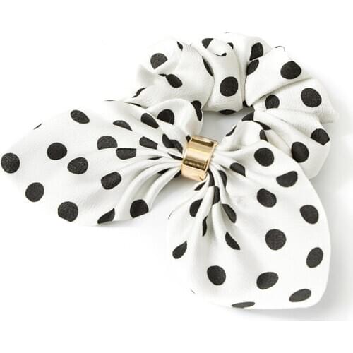 Brand Quality Feminine Hair Accessories Polka Dots Pattern Hair Scrunchies With Cat Ears Cute Hair Bands
