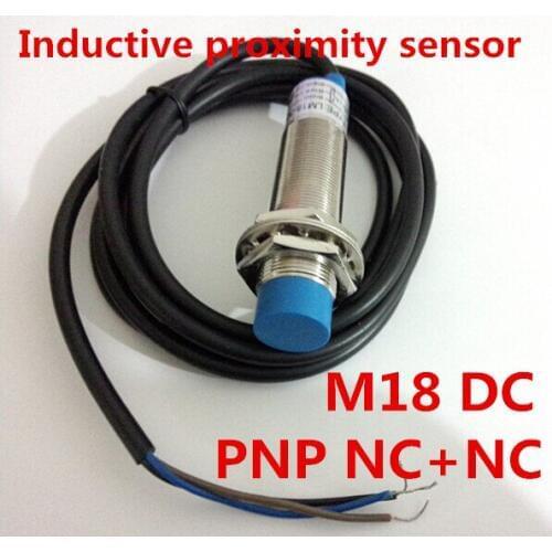 Cylinder non-flush type metal proximity switch M18 inductive sensor PNP NO+NC normally open & close DC 4 wires, distance 8mm