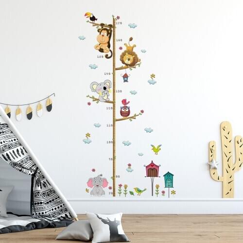 Child Height Measuring Sticker Wall Sticker Cute Animal Cartoon Kindergarten Classroom Bedroom Wall Sticker Home Decor