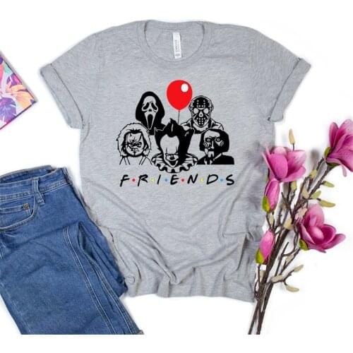 Friends Horror Characters Shirts Horror Movie Tumbler Jason Voorhees T-shirt Happy Halloween Gift Oversized Tops