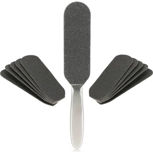 Double-sided Pedicure Foot File +10Pcs Sanding Paper Rasp Callus Dead Skin Remover Stainless Steel Handle Professional Foot Rasp
