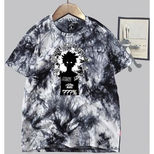 Japanese Anime Mob Psycho 100 Harajuku Mobu Saiko Hyaku Men Women T Shirt Tie Dye Unisex Summer Casual Tops Tshirt Male Mob
