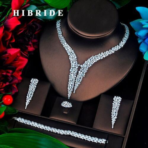 HIBRIDE Luxury Design AAA Cubic Zircon Bridal Jewelry Set Top Quality Brilliant Fashion Engagement Set N-674