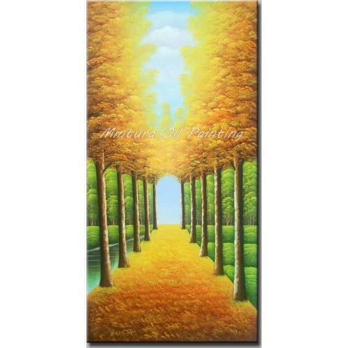 Mintura Oil Painting on Canvas Handmade Living Room Wall Beautiful Vertical Paintings of Jungle Corridors Plants Draw No Framed
