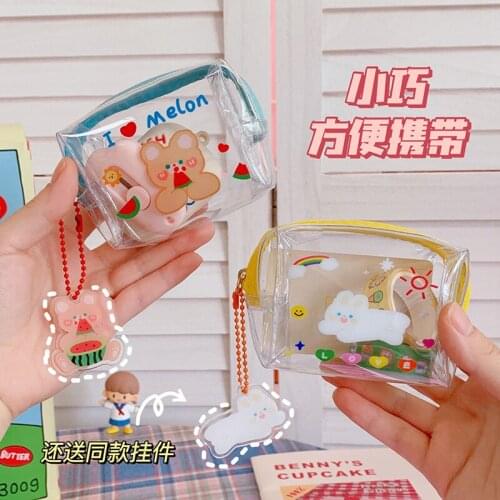 Kawaii Rabbit Jelly Coin Wallet Purse Student PVC Waterproof Transparent Change Purse Girl Mini Cute Coin Pouch Key Holder WY11