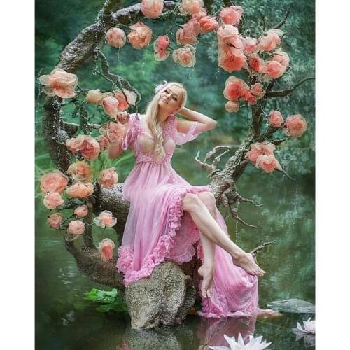 Diamond Mosaic Beautiful flower girl Diamond Painting Rhinestone DIY Full Square Round Diamond Embroidery Home Decoration WG1642