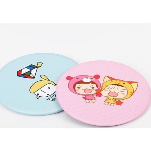 Fashion Lady Makeup Mirror Cartoon Pattern Portable Compact Pocket Cosmetic Mirror Mini Cute Small Creative
