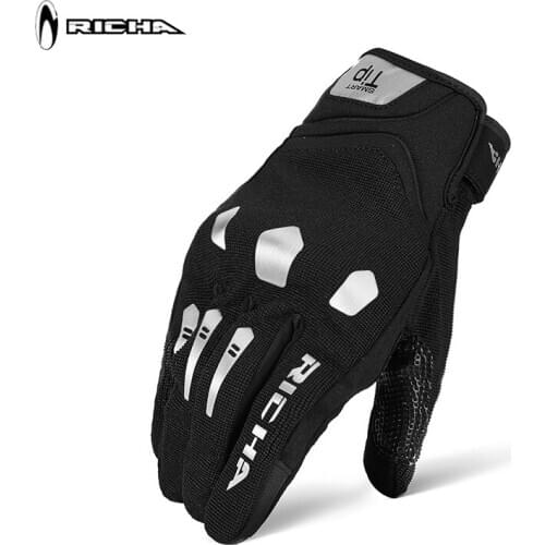RICHA Spring Autumn Motorcycle Gloves Men Women Mesh Breathable Moto Rider Glove drop-proof touch screen PORON TPU Protection