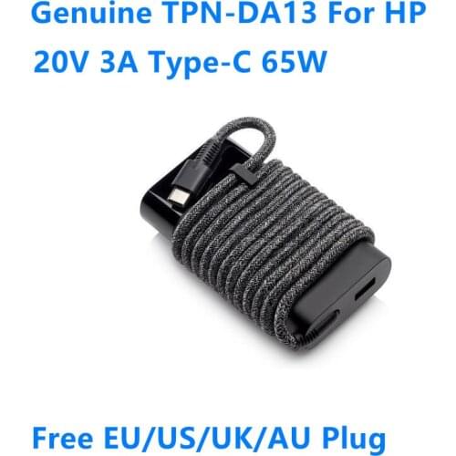 Genuine TPN-DA13 65W 20V 3A 60W Type-C 5V 1A 5W USB-C AC Adapter For HP L21487-001 916369-013 Laptop Power Supply Charger