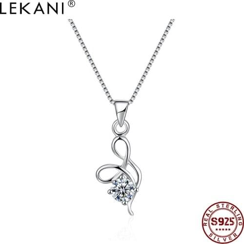 LEKANI Sterling Silver 925 Jewelry Creative Knot Design Pendant Necklaces For Women Small Cute 5A Cubic Zirconia Necklace