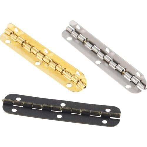 4 Pcs 65*15mm Cabinet Door Luggage Hinges 6 Holes Jewelry Wood Boxes Hinge Furniture Decoration With Screws Gold/Silver/Bronze