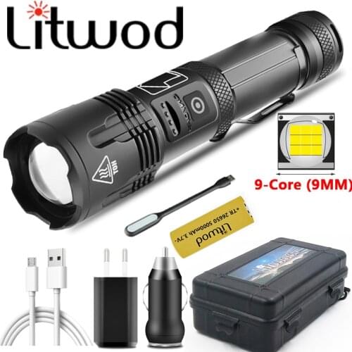 Drop Shipping Xhp110 Most Powerful Flashlight USB Zoom Led Torch 26650 Battery Best Camping 9Core Outdoor Super Bright Camping