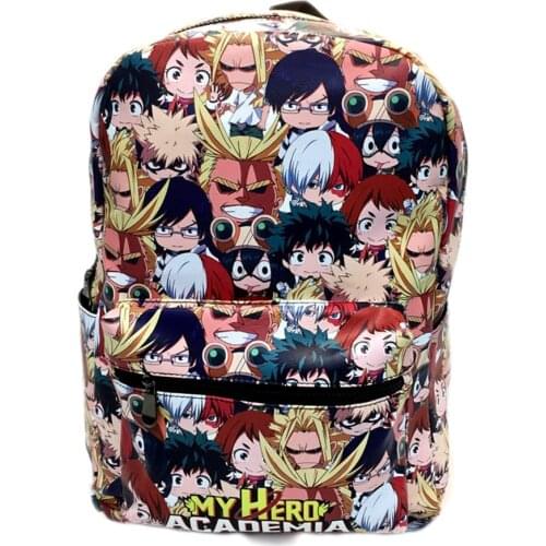 My Hero Academia Pu Backpack Student School Bag Zipper Packsack Unisex Mochila Teenager Shoulders Bag Casual Travel Laptop Bag