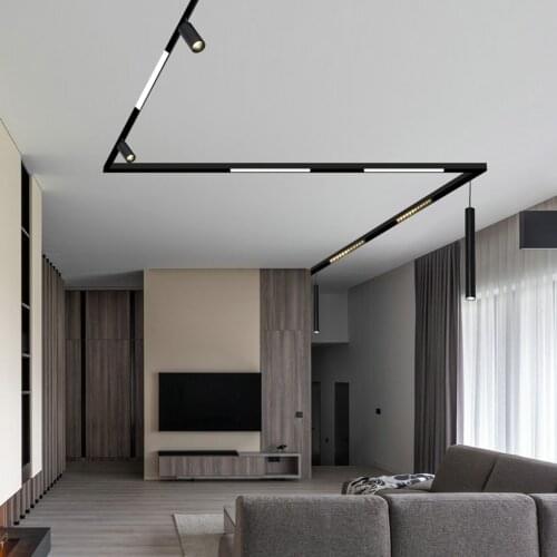 S Series)Low Voltage 24V/48V Ceiling Trimless Modern Magnet Track Light System for Hotel Restaurant Showroom Villa Home Dining