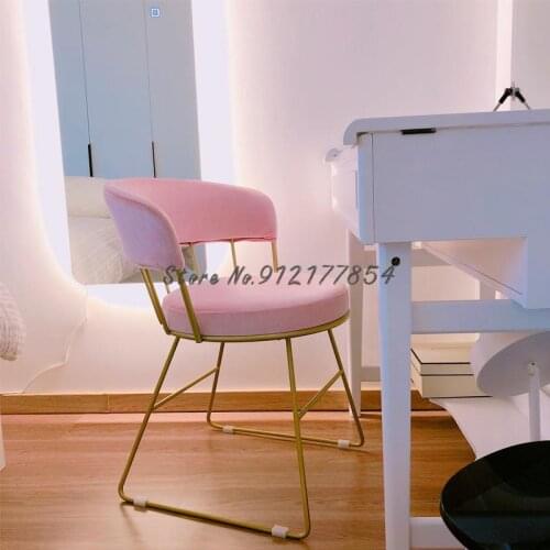 Net red dressing table chair backrest manicure chair girl dressing table stool pink ins small stool simple bedroom