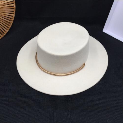 Goddess temperament wide-brim hats white wool Europe United States British contractedFlat hat party fedoras Panama