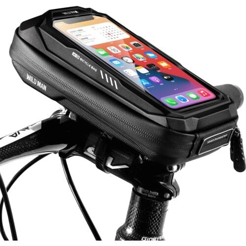 WILD MAN Bicycle Head Tube Handlebar Bag Cycling Bike Mobile Phone 6.9inch Bag Case Holder Screen Phone Mount Bags Case