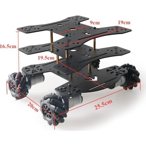 SZDOIT MC808 3-layer Smart Robot Chassis Car Kit 65mm Mecanum Wheel and 4pcs DC Motors DIY Toys for RC Smart Chassis Car