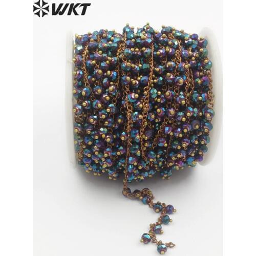 WT-RBC065 Amazing Design Colorful Faceted Beads Chain Fashion Handmade Rosary Beads Chain Sold By Meter
