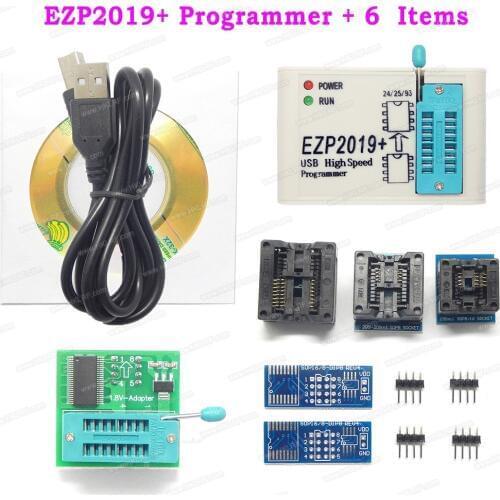 EZP2019+ Programmer High Speed USB SPI Programmer Support Win7&8 24 25 93 EEPROM 25 Flash Bios Chip + 6 Items