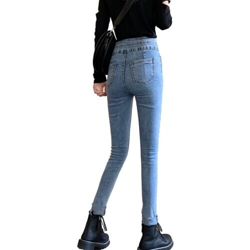 Spring Autumn Jeans Women High Waist Blue Skinny Ladies Trousers Female Elastic Ankle Denim Jeans for Women Pants Trousers F1308