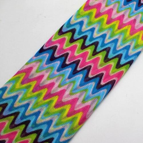 Zig Zag Lace Fabrics Knitting Pink Green Wave Strip Lace 1 Meter Crochet Mesh Fabrics For Dress Diy Fashion Cloth 150CM Wide