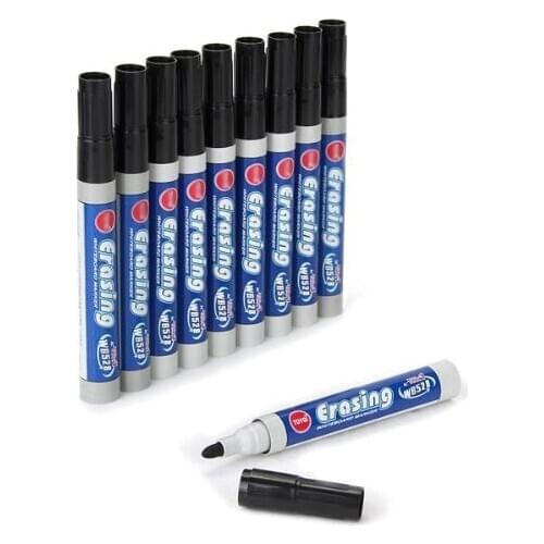 10 Marker felt marker pen black erasable Whiteboard for Office