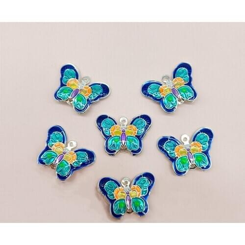 10 Pcs/Lot Color Alloy Small Butterfly Pendant Buttons Ornaments Jewelry Earrings Choker Hair DIY Jewelry Accessories Handmade