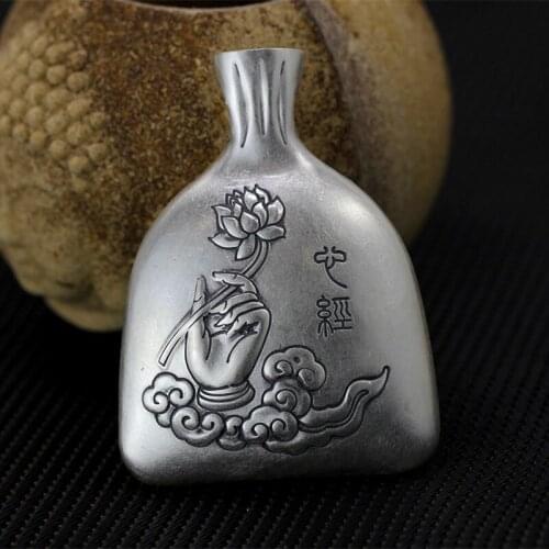 2018 Hot Sale Slide Trendy Plant Pure Sterling Tibetan Sanskrit Mantra Pendant ,manual Carving Couples Necklace Hot Sale