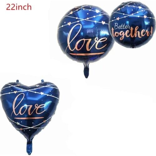 22inch Jewelry Blue heart Round Foil Balloons love Balloon Birthday Party Wedding Decorations Helium Globos Valentines Day Gift