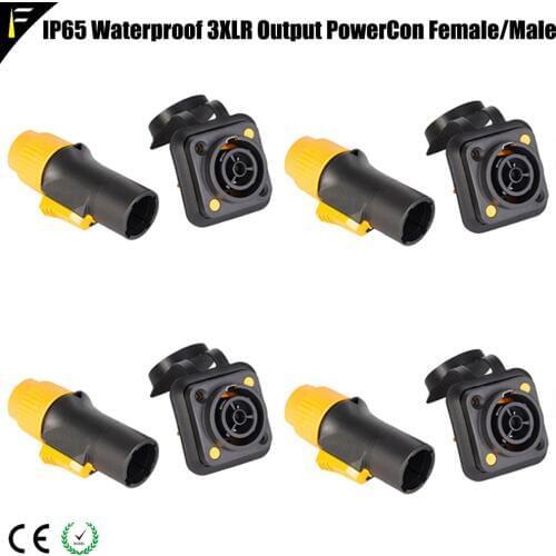 4sets Waterproof Power Connect Male&Female Plug NAC3MPA 3XLR Power Con 20A 250v Single Phase Stage LED Light Plug Connector