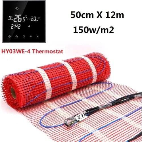 50cmX12m Two-Conductor Warm Mat 150w/sqm for Floor Heating with Room WiFi Thermostat