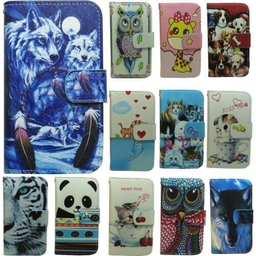 1x OWL Cat Dog Wolf Panda Tiger Wallet Kickstand Flip case cover for Wileyfox Spark Storm Swift 2X Swift 2