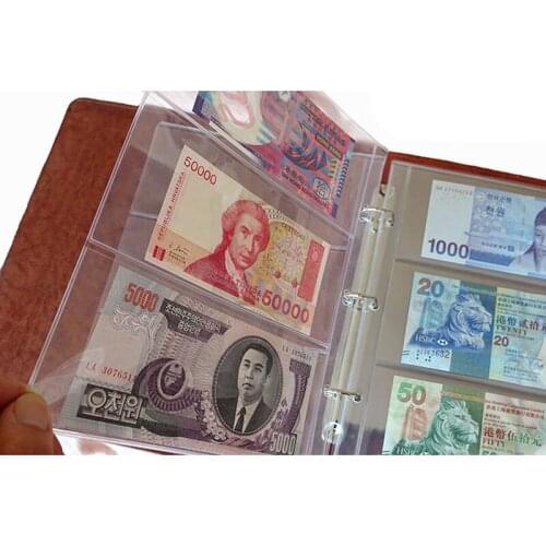 1 Album Pages 3 Pockets Money Bill Note Currency Holder PVC Collection 180x80mm L4MB