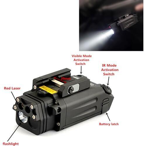 FIRECLUB DBAL-PL Tactical IR Laser Light Combo Strobe Weapon Light LED Gun Tac Flashlight With Red Laser NV Illuminator