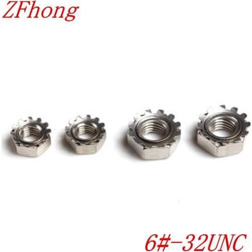 500pcs 6#-32 UNC Stainless Steel A2 Keps nut Multi tooth K-type gear toothed lock nut, Inch Thread, SUS 304 K nut