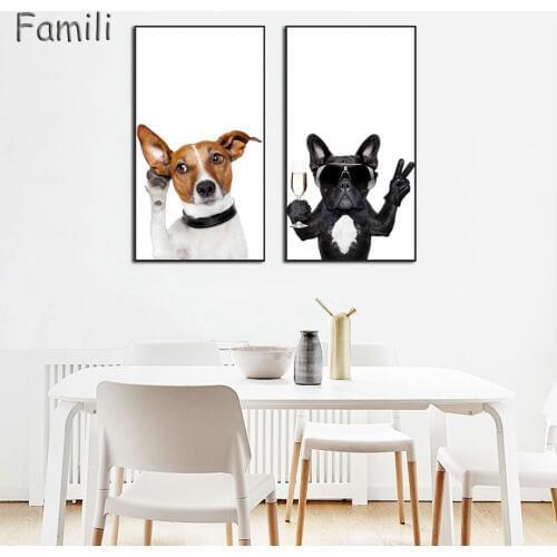 Canvas Art Pet Dogs Prints Animated Wall Pictures Painting Home Decor Living Room For Nursery Baby Kids Room (No Frame)