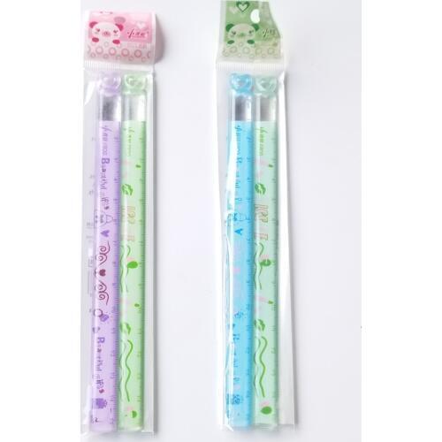 2PCS/Lot Cute Love Mini Ruler Learning A Good Helper 15 Cm Childrens Favorite Cartoon Straight Ruler Study Measure Stationery