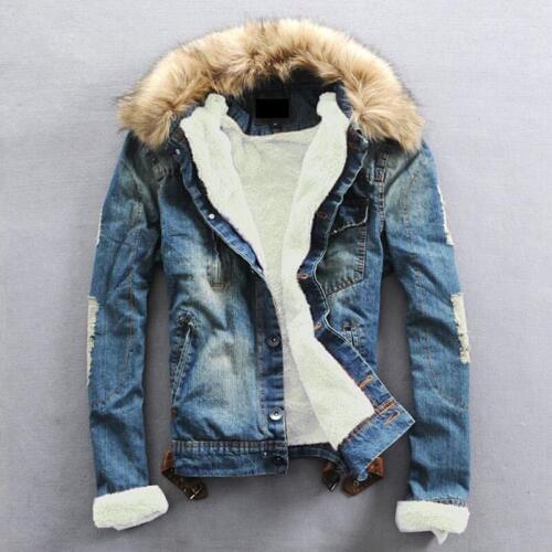 Plus Size 2018 Winter warm Denim Jacket Men Clothing Jeans Coat Men Casual Outwear With Fur Collar Wool Thick Clothes