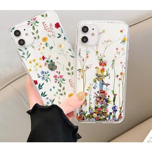 Soft TPU Phone Case For Samsung Galaxy S8 S9 S10 S20 FE Note 20 Ultra 10 Plus Pro Lite 8 9 J6 2018 J7 S7 Edge S10e Flowers Cases