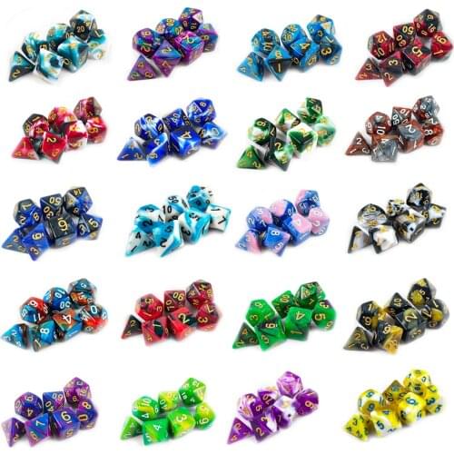 Mix 20 Different Colors Dice Set D4-D20 for Tabletop RPGs Games DND RPG Parties Toys Board Game As Gift