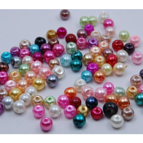 Wholesale Mixed Colors 6mm 100pcs Round Ball Faux Imitation Glass Pearl Beads for Jewelry Making Craft DIY GL-02