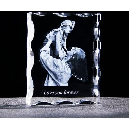 Personalized Crystal Photo Frame 3D Laser Engraved Your Own Picture on Glass Block For Him Wedding Memorial Valentines Gifts