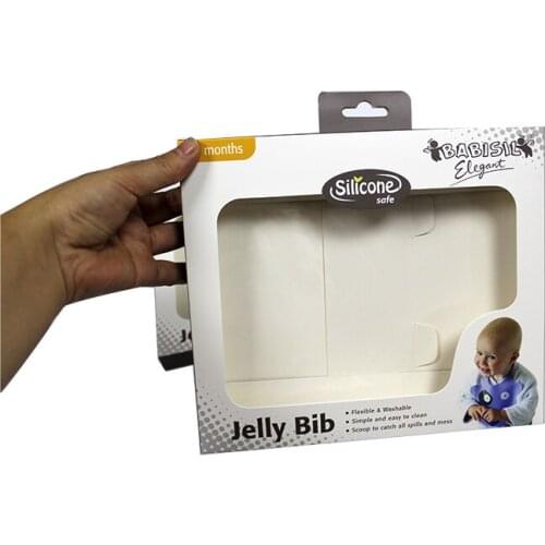 Hang Tag Top Silicone Baby Bibs Packaging Boxes with Display Window