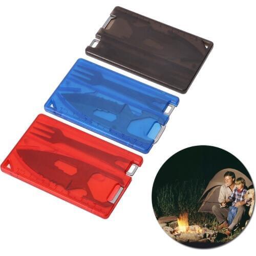 Camping Barbecue Knife Fork EDC Safety First Aid Outdoor Multifunction Tool Card