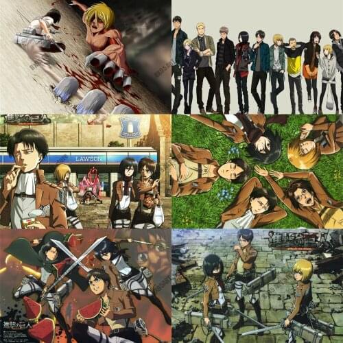 Full Square Diamond Painting 5D DIY Japanese Anime Attack on Titan Mosaic Diamond Embroidery Cross Stitch Kits Home Decor