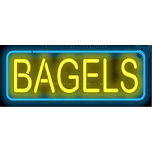 Custom Bagels Coffee Neon Sign Real Glass Tube Light Lamp Wall Mountabl Decorative Decor Bar Beer BULBS Shop Store Signs 17"x14"