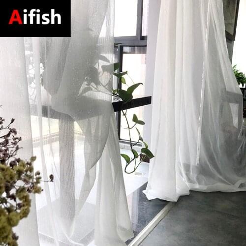 Silver Striped Tulle Curtains Living Room Kitchen Bedroom Transparent Tulle Modern Window Decoration Home Curtains WP396-4